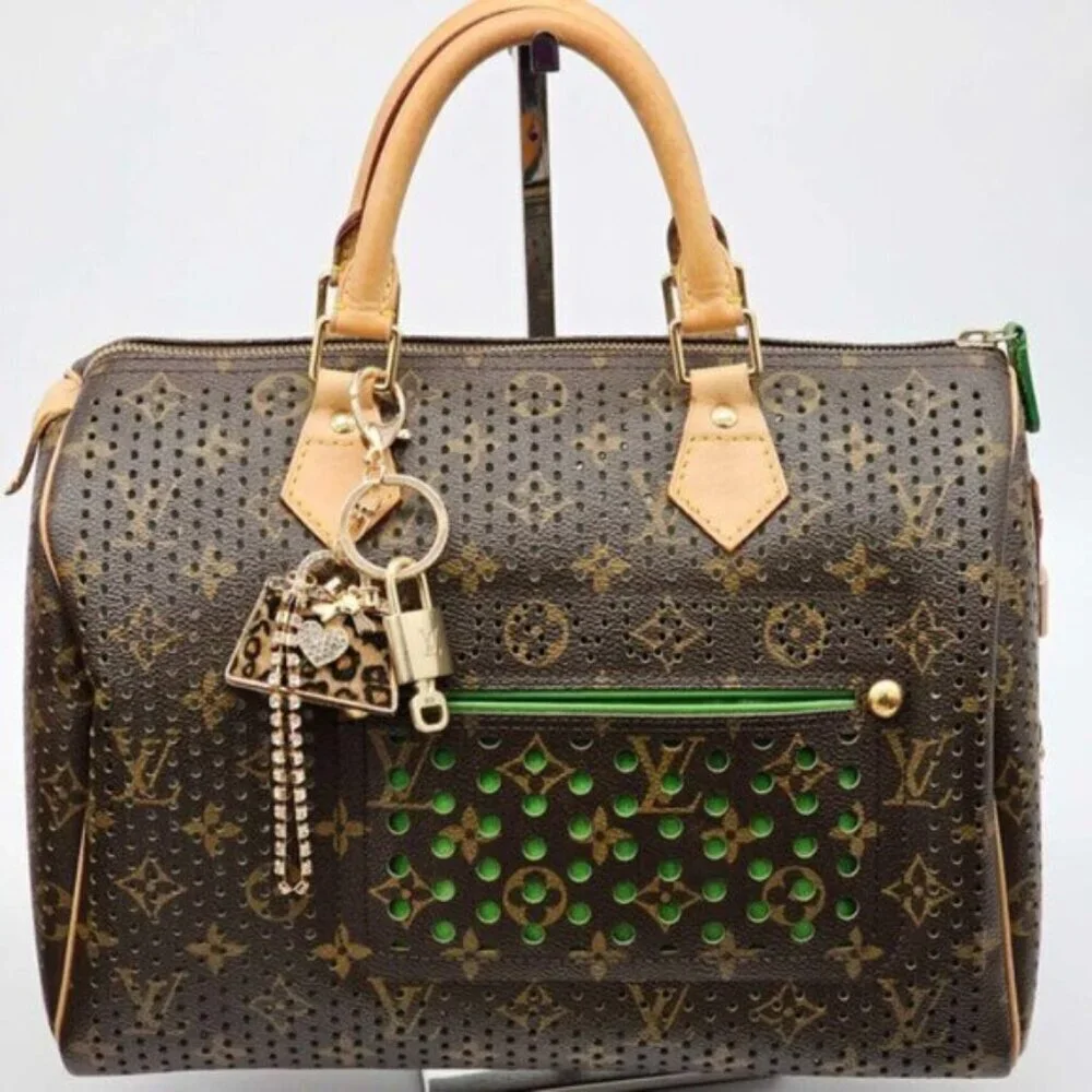 Authentic Louis Vuitton Lock & Key with unbranded Leopard Bagcharm, Keycharm